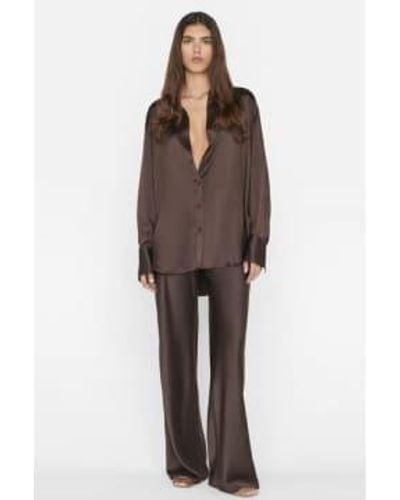 FRAME Espresso Wide-leg Pull-on Silk Pants S - Brown