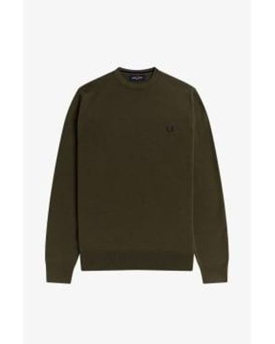 Fred Perry Classic crew neck jumper army - Verde