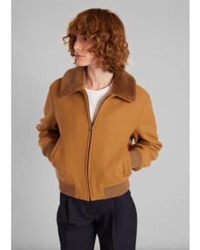 L'Exception Paris Sheepskin Collar Jacket - Brown