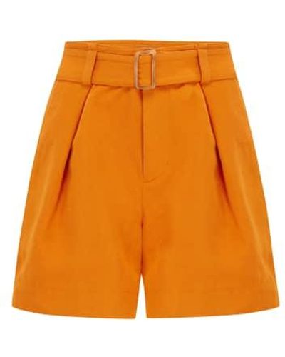 Vince Belted Twill Shorts In - Arancione