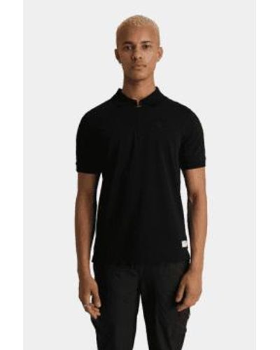 Android Homme Embroidered Zip Polo Shirt Extra Large - Black
