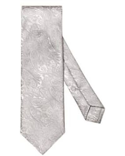 Eton Jacquard Paisley Silk Wedding Tie - Grigio
