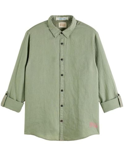 Scotch & Soda Scotch And Soda Army Linen Shirt With Roll Up - Verde