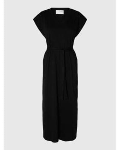 SELECTED Essential V Neck Ankle Dress - Black