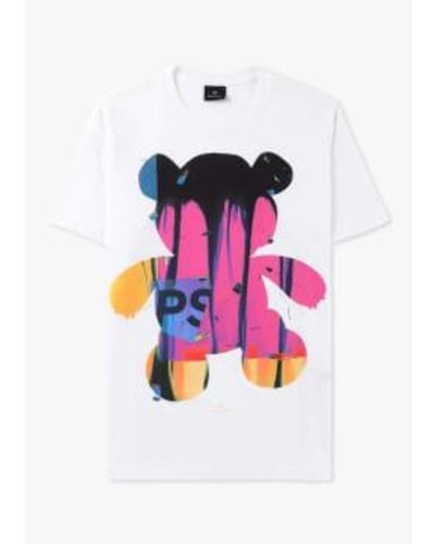 Paul Smith Camiseta hombre ps teddy en blanco - Rosa