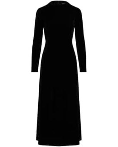 Ralph Lauren Velvet Long Sleeve Day Dress - Nero