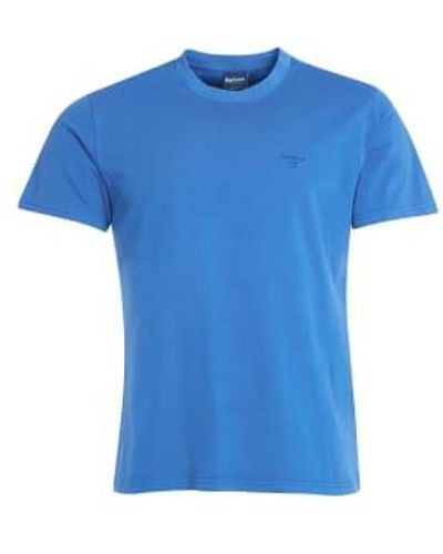 Barbour T-shirt garment dyed blu marino con ricamo
