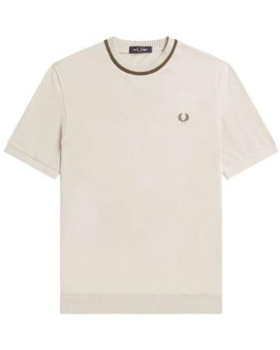 Fred Perry Crew Neck Pique T-shirt - Natural