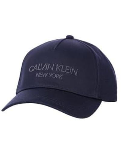 Calvin Klein Navy Raised Text Cap One Size - Blue