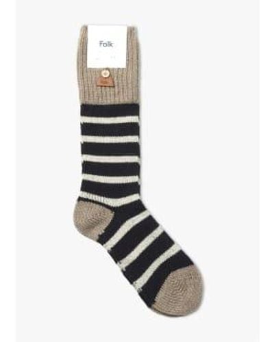 Folk S Stripe Sock - Black