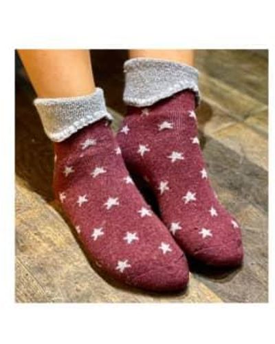 Jess and Lou Star Socks Onesize - Red