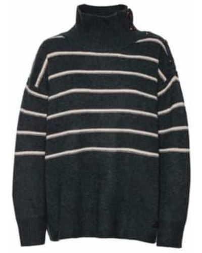BETA STUDIOS Gaiga Stripe Sweater Army Oatmilk Xs - Black