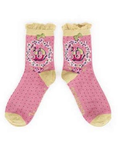 Powder Ein z -knöchel -alphabet -d -socken - Pink