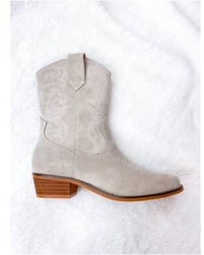 Dwrs Label Stone Suede Western Boots - White