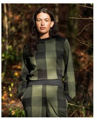 Beaumont Organic Aw23 Sierra Cay Knitted Check Top In Rosin And Black / Large - Green