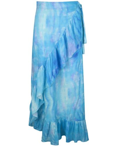 Sophia Alexia Turquoise Wave Wrap Skirt - Blue