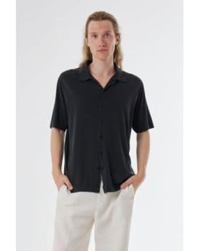Daniele Fiesoli Italian Silk/cotton Button-up Shirt Charcoal Large - Black