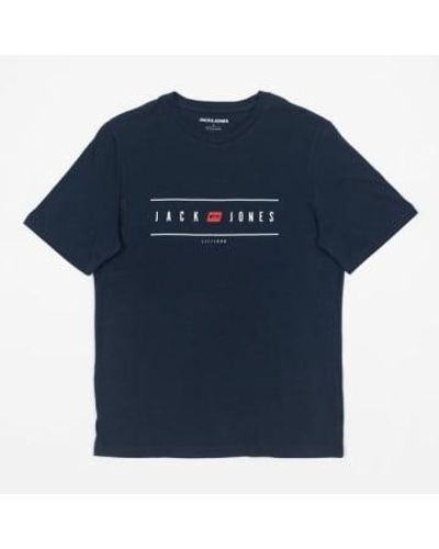 Jack & Jones Brustlogo-T-Shirt in der Marine - Blau