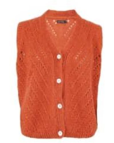 Black Colour Colour Knitted Vest Orange - Arancione