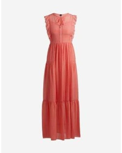 BOSS Dacrina détail volant texturé robe maxi col: pink, taille: 1 - Rouge