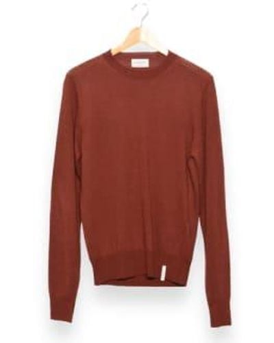 Brooksfield Crew Sweater Linen Blend - Rosso