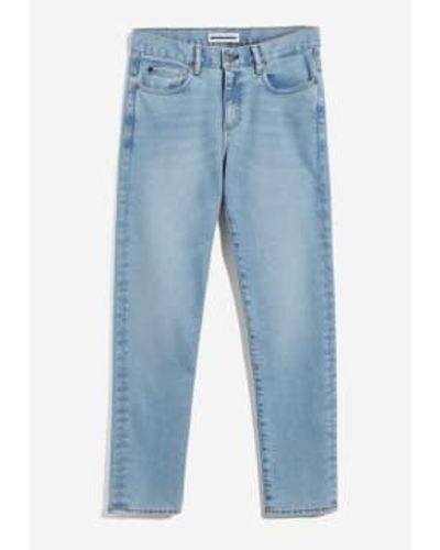 ARMEDANGELS Light Organic Cotton Boyfriend Fit Mid Waist Ankle Cayaa Tarpa Jeans - Blu