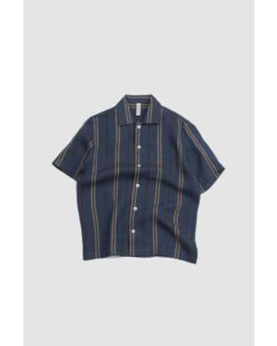 Another Aspect Shirt 2.0 Brown Stripe S - Blue