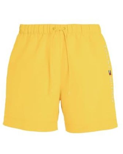 Tommy Hilfiger Mid Length Embroidered Swim Shorts Vivid Small - Yellow