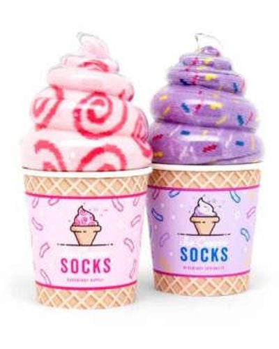 Luckies of London Ice Cream Style Socks Blueberry Ripple - Pink