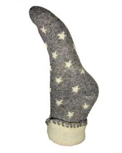 Joya With Cream Stars Wool Blend Socks - Grigio