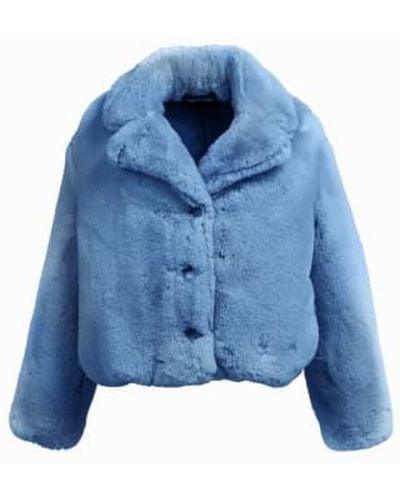 Freed Reece Cropped Faux Fur Ice Jacket S - Blue