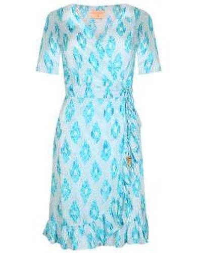 Sophia Alexia Mini Aquamarine Dream Ruffle Wrap Dress - Blu