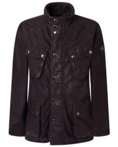 Hackett Leather Velospeed Jacket L Chocolate - Black
