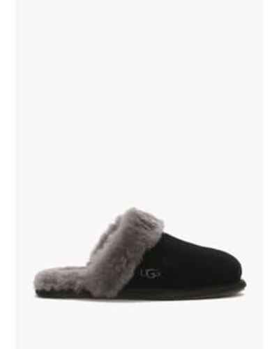 UGG Womens Scuffette Grey Suede Shearling Slippers - Nero