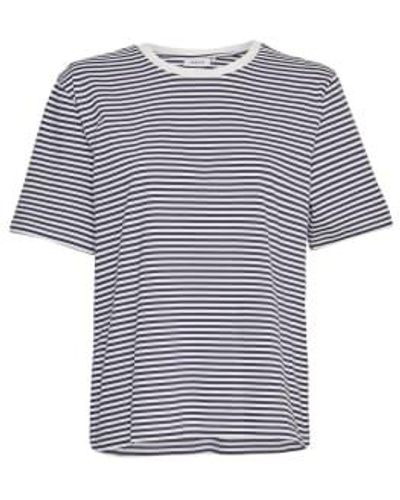 Moss Copenhagen Navy & White Stripe Hadrea T-shirt S/m - Blue
