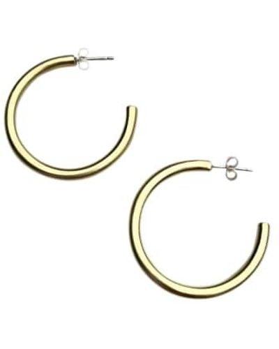 Lima Lima Chunky Midi Brass Hoop Earrings - Marrone