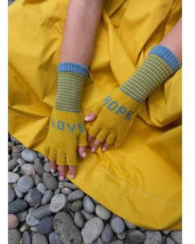 Quinton-chadwick /petrol Love Hope Gloves O/s - Yellow