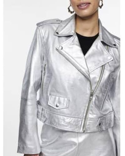Y.A.S Space Leather Jacket - Grey
