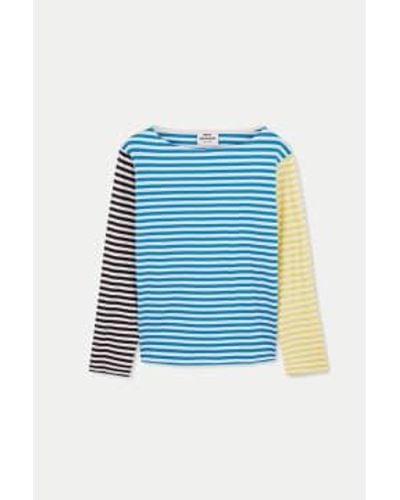 Mads Nørgaard Camiseta bloque silking mezcla zest limón - Azul