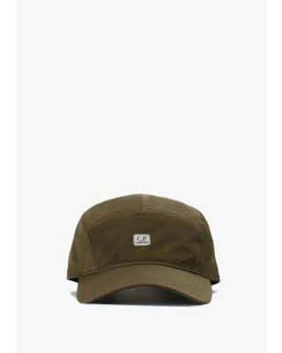 C.P. Company Cp Company Mens R Panelled Logo Cap In Ivy Green 1 - Verde