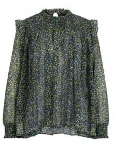 BOSS C Baccina Floral Elasticated Cuff Blouse Size 14 Col - Verde