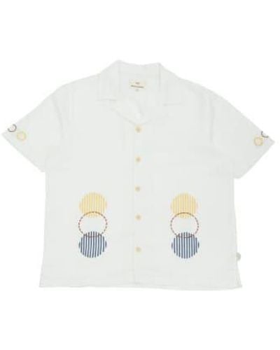 Folk Ss Soft Collar Shirt Sun Embroidery Ecru. / S - White