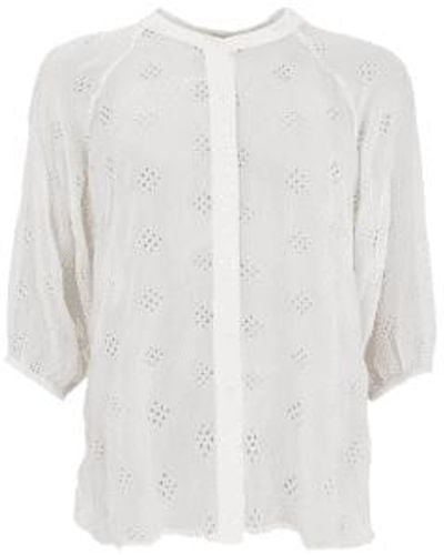 Black Colour White Nell Embroidery Blouse S/m