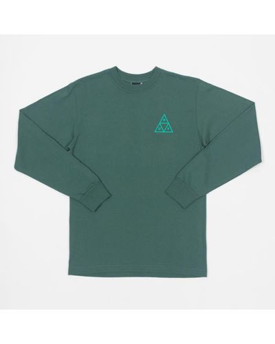 Huf Triple Triangle Logo Long Sleeve T-shirt In - Green