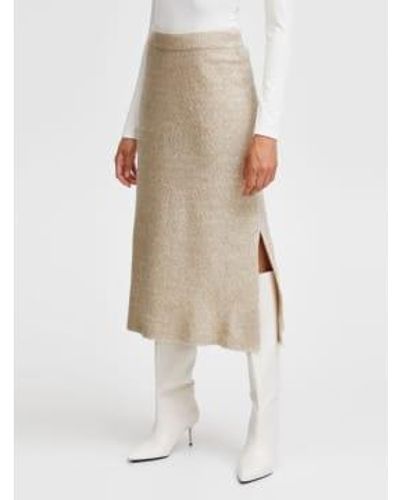 B.Young Bymerli Knitted Skirt Cement Melange - Natural