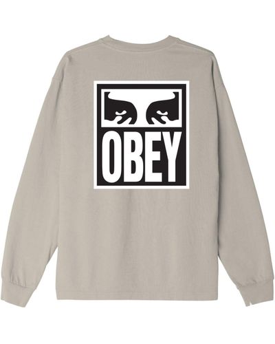 Obey T Shirt Eyes Icon 2 Heavyweight Uomo - Gray