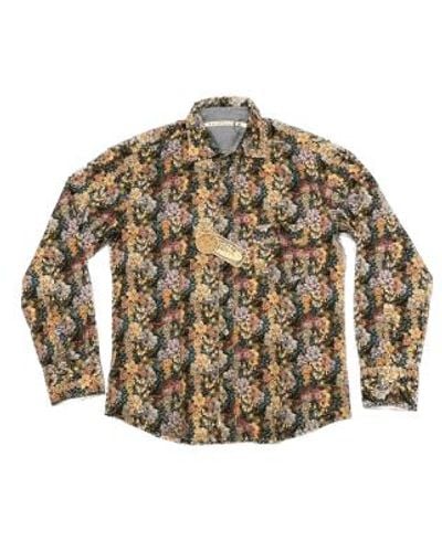 Scarti Lab Coton ls chemise fleurs imprimé léger - Métallisé