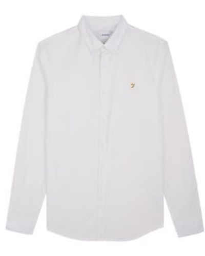 Farah Brewer New Slim Fit Oxford Shirt Small - White