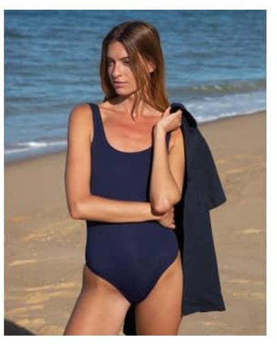 Beaumont Organic Ss23 Davy J Classic Swimsuit In - Blu