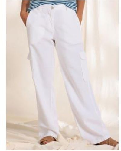 Mat De Misaine Ponant Calcaire Cotton & Linen Trousers Eur 40 Uk 12 - White